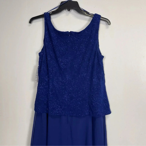 Alex Evenings 2 Piece Set Gown Jacket Electric Blue Glitter Womens 16W NWT Maxi - Picture 8 of 16